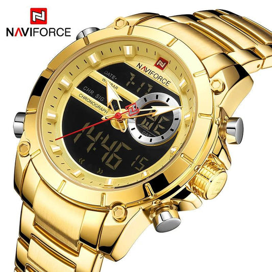 NAVIFORCE 9163 Relógio de Luxo Original Esportivo - Relógio Militar Relógio Masculino